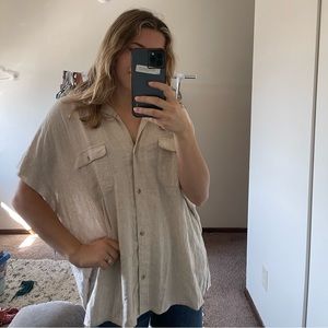 NWT Old Navy Linen Cream Button Down - Size XXL